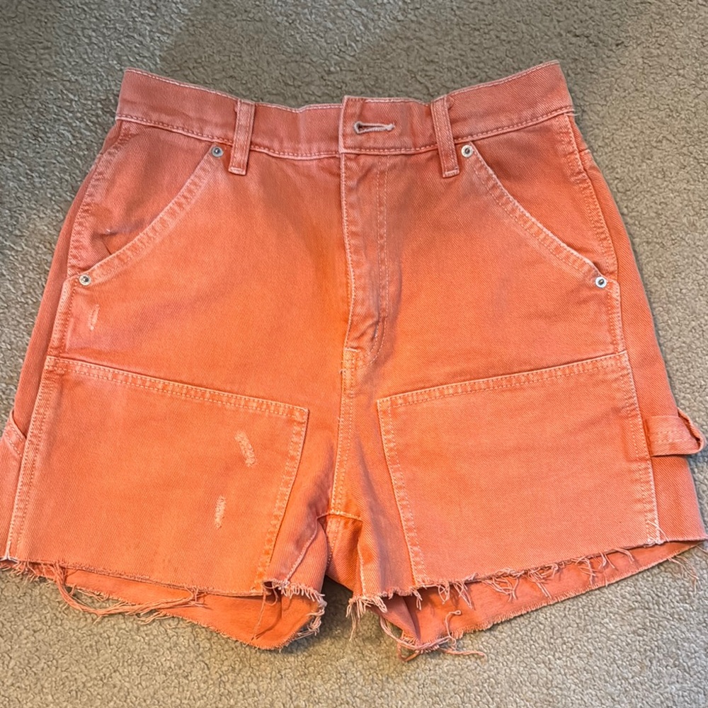 BDG Orange Cargo Shorts High-Waisted